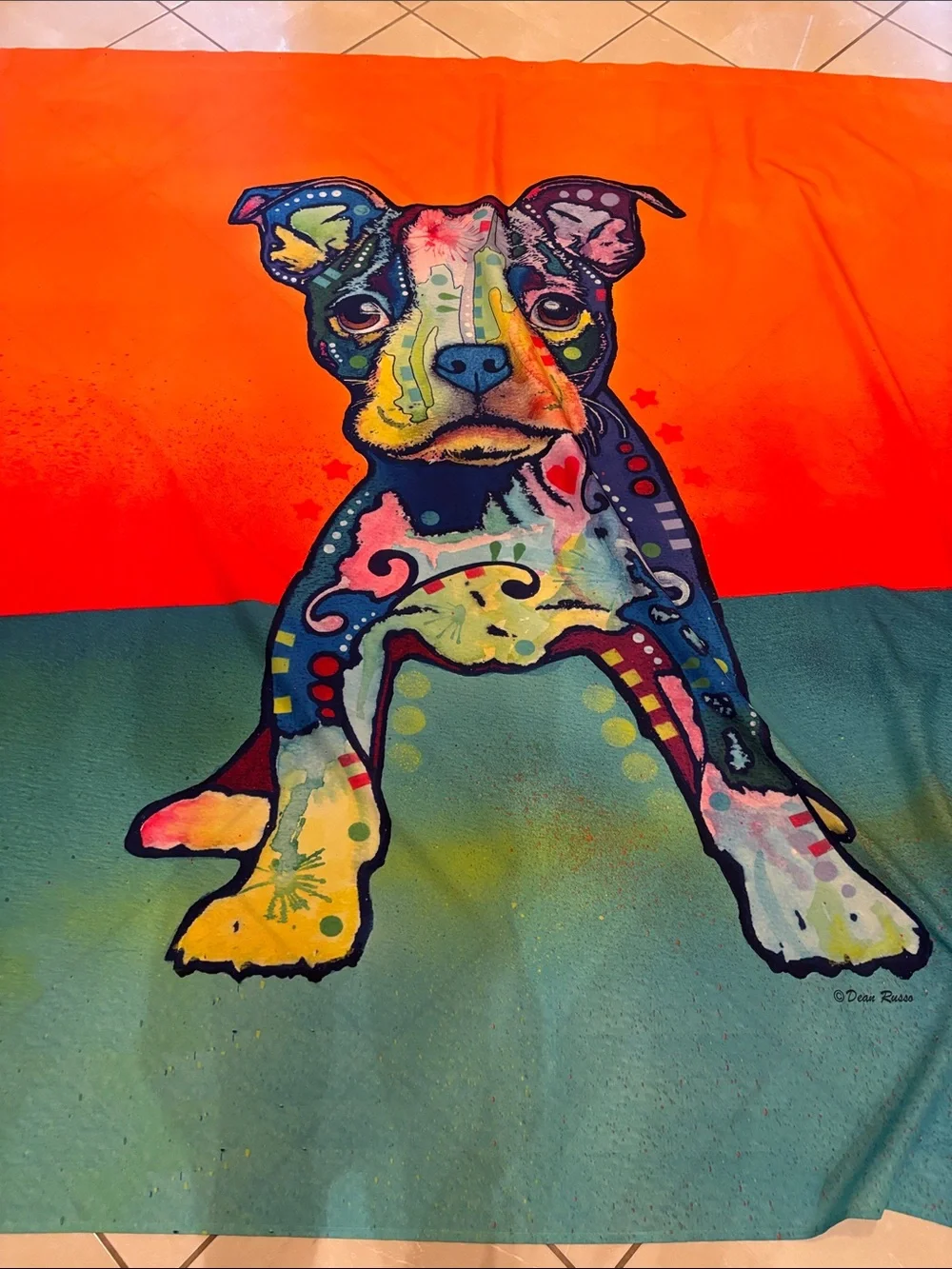 Dean Russo Boston Terrier/Frenchie  Multicolor Art Shower Curtain